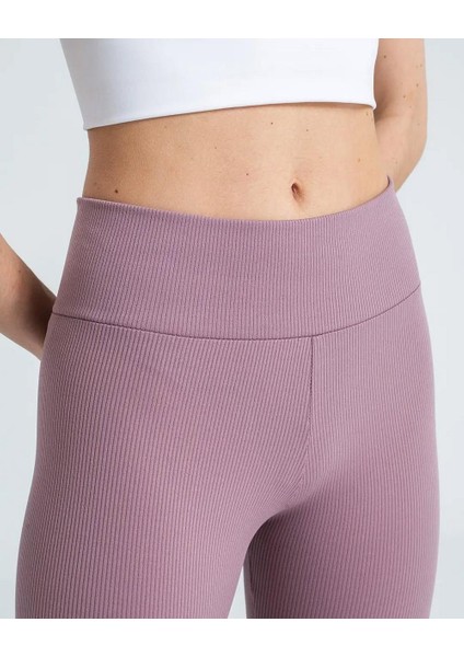 Kadın Yüksek Bel Içi Şardonlu Fitilli Tayt Gül Kurusu modelleri