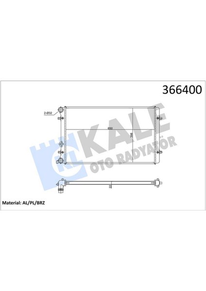 Mtxdpn Radyatör Bora-Golf Iv - A3-Tt- Leon-Toledo Ii- Octavia Ac Klimasiz Mek Otom 650X415X23