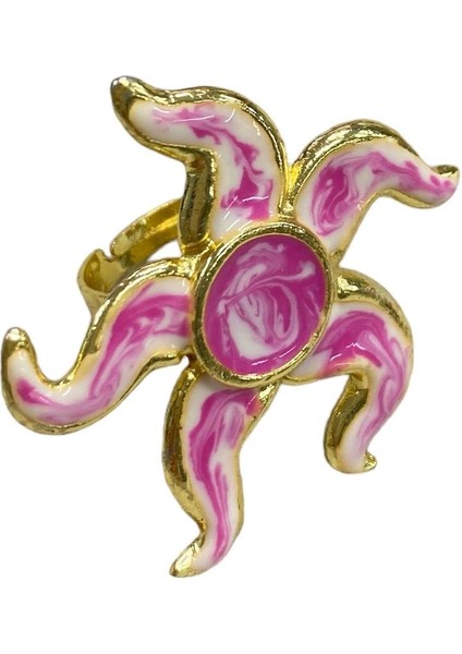 Pembe Mineli Çiçek Yüzük