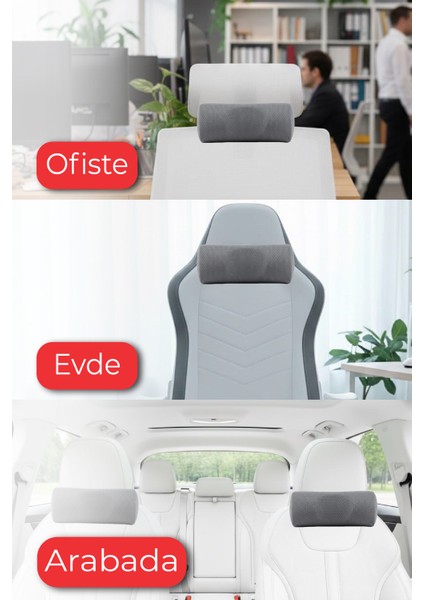 Carfort Küçük Visco Araç Boyun Yastığı – Ortopedik Oto Koltuk Boyun Desteği Gri - Ergo Travel modelleri