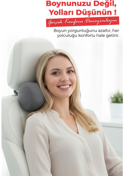 Carfort Küçük Visco Araç Boyun Yastığı – Ortopedik Oto Koltuk Boyun Desteği Gri - Ergo Travel fırsatları