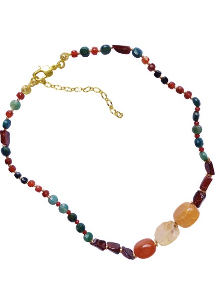 Akik ve Sitrin Doğal Taş Kolye