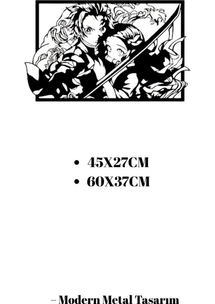 Anime Temalı Metal Duvar Dekoru Siyah Metal Dekoratif Modern Duvar Aksesuarı