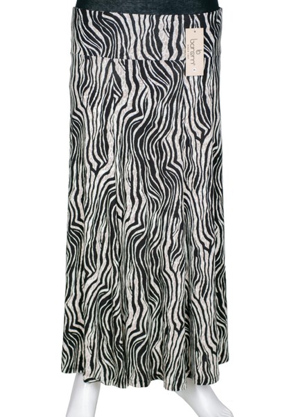 Barem Kadın Arzu Korsajlı 6 Parçalı Desenli Penye Siyah Etek D57