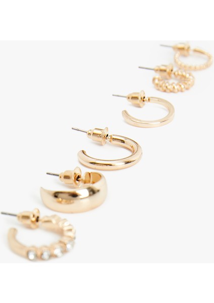 Taş Detaylı Çelik 6'lı Halka Küpe Seti fiyatları