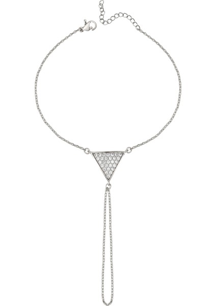 Üçgen Taş Detaylı Silver Şahmeran