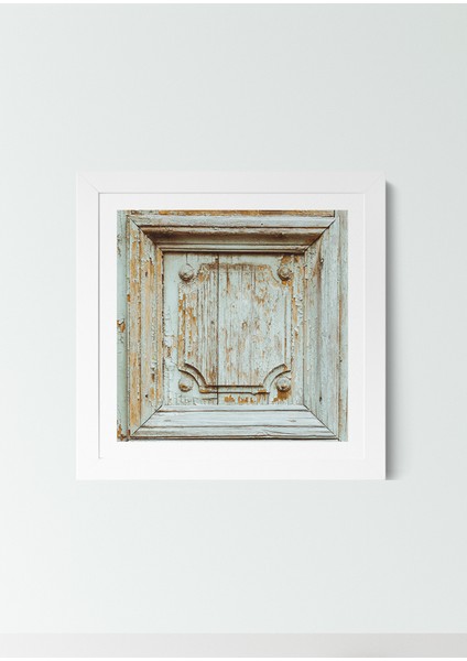 Rustic Touch – Çerçeveli Ahşap Doku Temalı Kare Kanvas Tablo – 40*40 cm Mavi Eskitme fiyatları