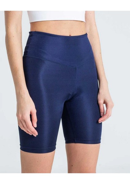 Kadın Yüksek Bel Dalgıç Kumaş Kısa Tayt Lacivert fiyatları