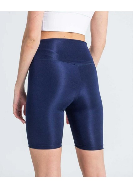 Kadın Yüksek Bel Dalgıç Kumaş Kısa Tayt Lacivert modelleri