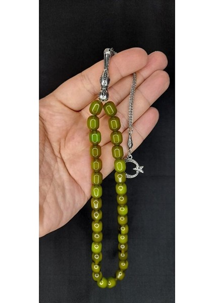 Çubuk Kehribar Tesbih Yeşil Renkli Kapsül Kesim T-403 indirimleri