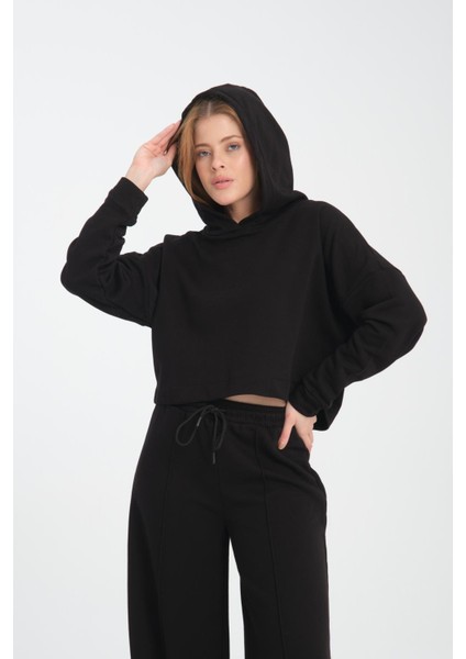 Geniş Paça Bağcıklı Nervürlü Kadın Pantolon/eşofman Altı