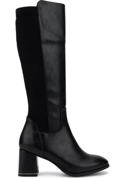 Kadın Suni Deri Siyah Topuklu Çizme 889 9201 Bn Czm SK25-26 Sıyah