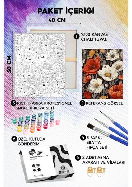 Büyüleyici Çiçekler Sayılarla Boyama Seti fiyatları