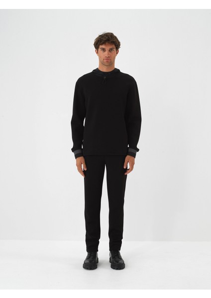 Erkek Siyah Pamuk Dokulu Regular Fit Sweatshirt