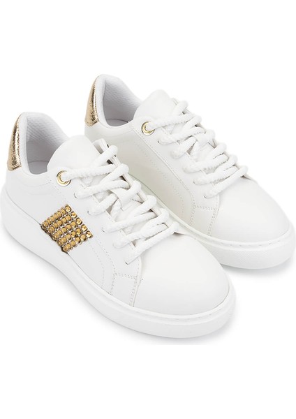 Kadın Suni Deri Beyaz Sneakers & Spor Ayakkabı 735 04 Bn Ayk SK25-26 Beyaz/dore fiyatları
