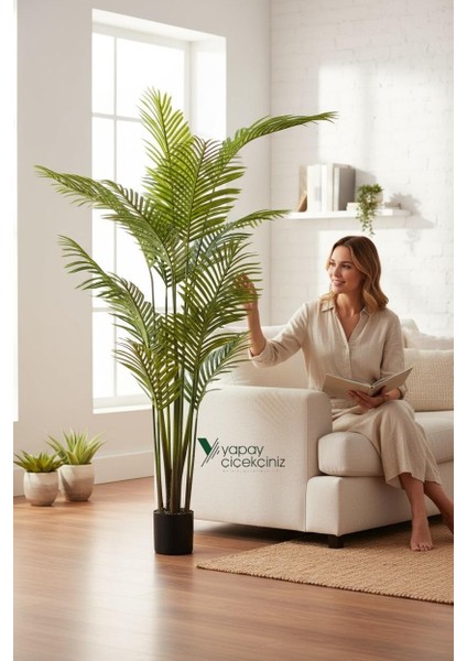 190 cm Islak Dokulu 14 Dallı Lüks Yapay Areka Ağacı