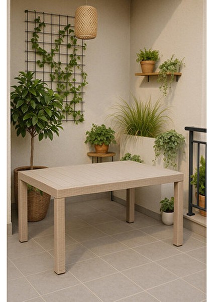 Rattan Bahçe Masası Kahverengi 90x150 cm Güneş Işığına Dayanıklı Polipropilen modelleri