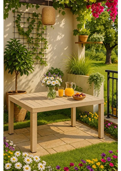 Rattan Bahçe Masası Kahverengi 90x150 cm Güneş Işığına Dayanıklı Polipropilen fırsatları