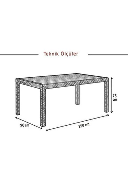 Rattan Bahçe Masası Kahverengi 90x150 cm Güneş Işığına Dayanıklı Polipropilen indirimleri