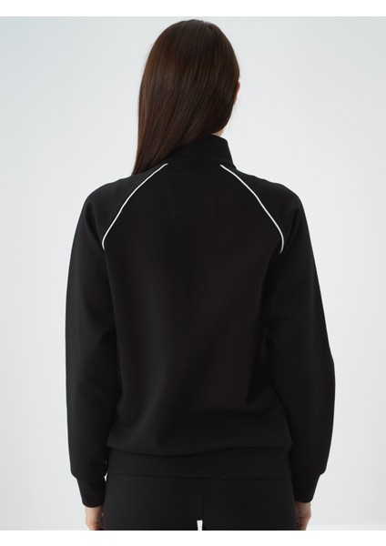 Kadın Siyah Pamuk Dokulu Regular Fit Sweatmont fırsatları