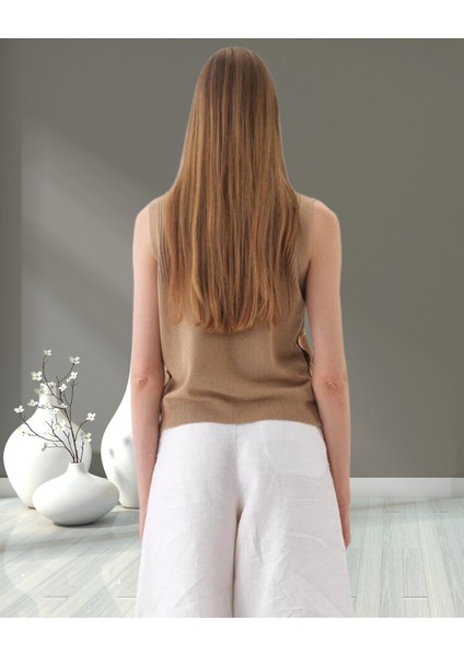 xint Kadın Regular Fit Kolsuz Yanlar Düğme Detaylı Örme Süveter indirimleri