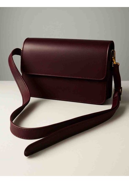 Bordo Suni Deri Mini Omuz ve El Çantası