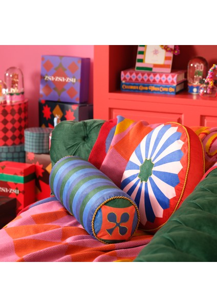 Hansı Dijital Baskılı Dolgulu Kırlent 17x47 Cm Yeşil - Mavi