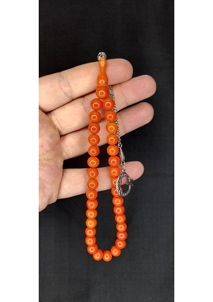 Çubuk Kehribar Tesbih Turuncu Renk Küre Kesim T-404 fırsatları