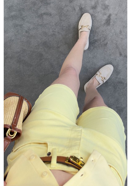 Regular Premium Denim Şort- Sarı