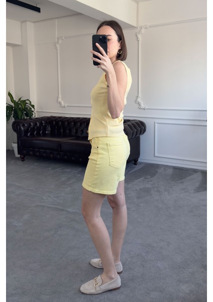 Regular Premium Denim Şort- Sarı