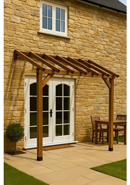Ahşap Pergola Çardak 6 Kişilik Çam Ağacından Gölgelik Bahçe Mobilyası 300x180 cm