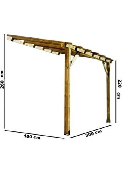 Ahşap Pergola Çardak 6 Kişilik Çam Ağacından Gölgelik Bahçe Mobilyası 300x180 cm