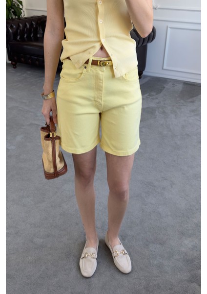 Regular Premium Denim Şort- Sarı