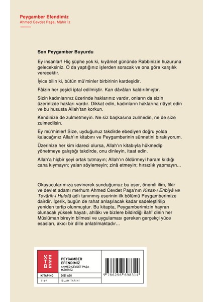 Peygamber Efendimiz - Ahmed Cevdet Paşa fiyatları