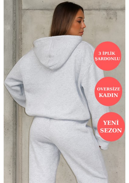 Q-4008 Kapüşonlu Üç Ip Şardonlu Sweat