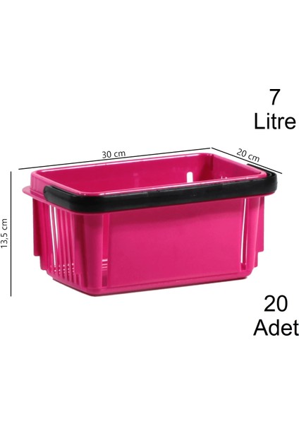 Plastik Kozmetik Alışveriş El Sepeti 7 Litre Fuşya 20 Adet