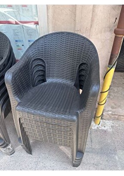 Rattan Efektli Acı Kahve Plastik Bahçe Sandalyeleri 6 Adet İç ve Dış Mekan Kullanımı için Dayanıklı fiyatları