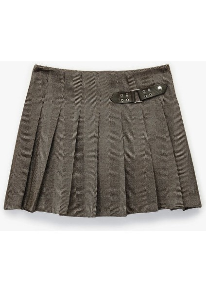 Kadın x Sima Tarkan - Kemer Detaylı Kalın Pileli Mini Etek 6WAK70065EW fırsatları