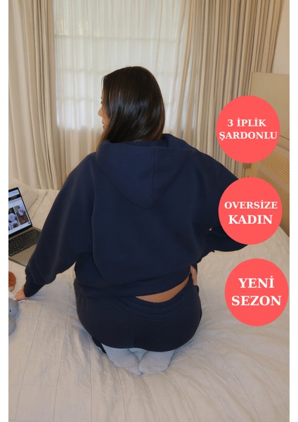 Q-4008 Kapüşonlu Üç Ip Şardonlu Sweat