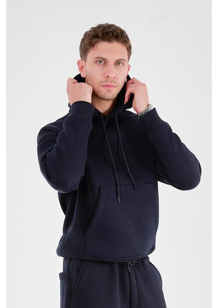 Q-4008 Kapüşonlu Üç Ip Şardonlu Sweat