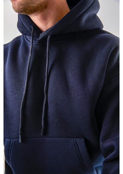 Q-4008 Kapüşonlu Üç Ip Şardonlu Sweat