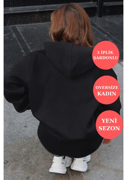 Q-4008 Kapüşonlu Üç Ip Şardonlu Sweat