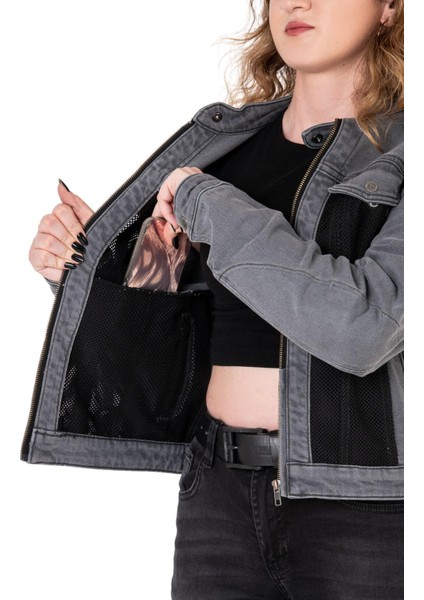 Thebikerjeans Silver Ice Korumalı File Motosiklet Kot Montu Kadın fırsatları