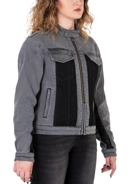 Thebikerjeans Silver Ice Korumalı File Motosiklet Kot Montu Kadın indirimleri