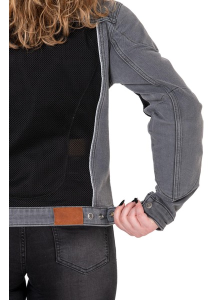 Thebikerjeans Silver Ice Korumalı File Motosiklet Kot Montu Kadın