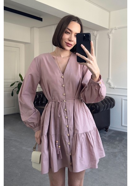 Vual Varanlı Orj Elbise- Lila