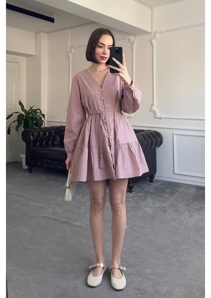 Vual Varanlı Orj Elbise- Lila