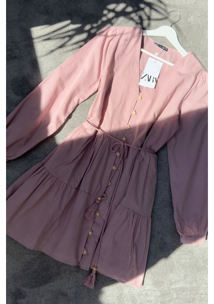 Vual Varanlı Orj Elbise- Lila