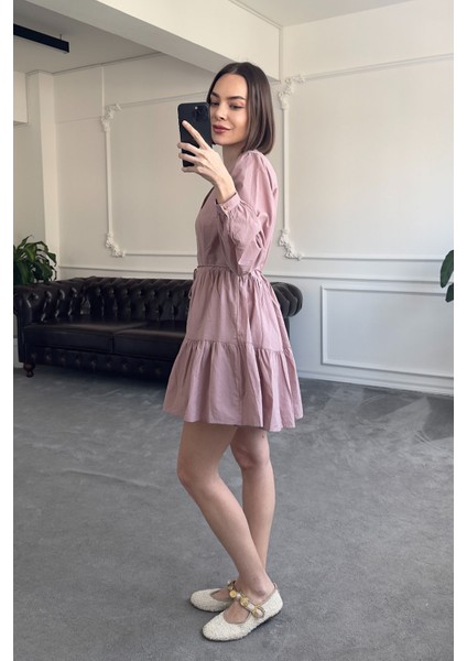 Vual Varanlı Orj Elbise- Lila