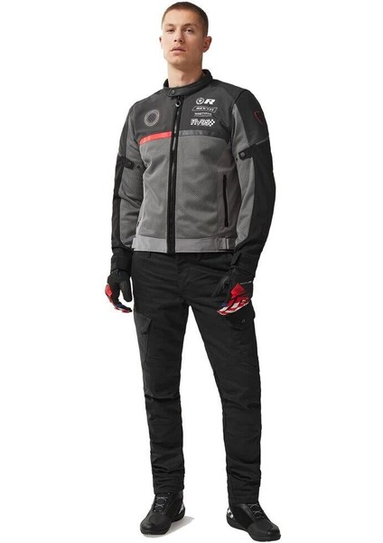 Swıftblade Korumalı Deri Tekstil Korumalı Mont Siyah Kırmızı indirimleri